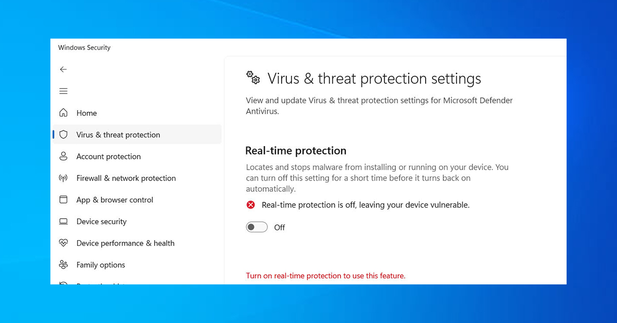 Trước khi bắt đầu tải và kích hoạt Ms Office 2025, hãy tắt tính năng phát hiện Virus của máy tính.