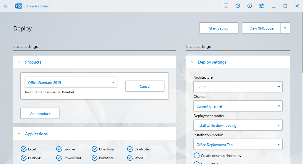 Bước 2: Sau khi chạy xong, 1 phần mềm phụ có tên Office Tool Plus sẽ xuất hiện, bạn click vào ô Install Office và chọn phiên bản Microsoft 365 Apps for Enterprise.