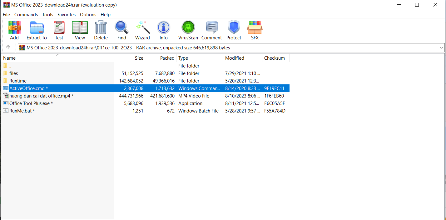 Bước 5: Kích hoạt file phần mềm Active Office